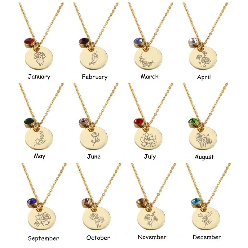 Birth Flower Necklace - Doğum ay çiçekler Clipart çiçek diskleri