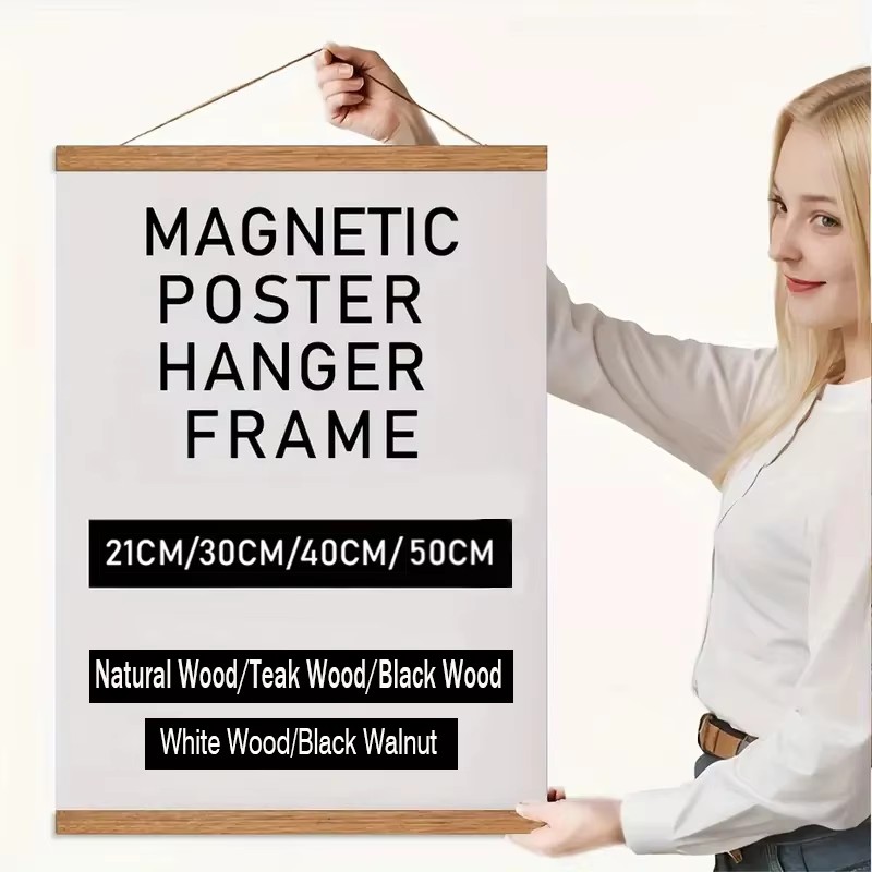 Engraved Wood Frame - 21 30 40 50cm Manyetik Poster