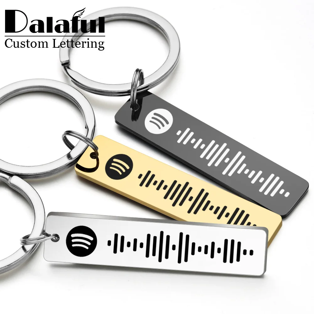 Initial Ring Custom - Kişiselleştirilmiş Spotify Kodu Anahtarlık Kazınmış Adı