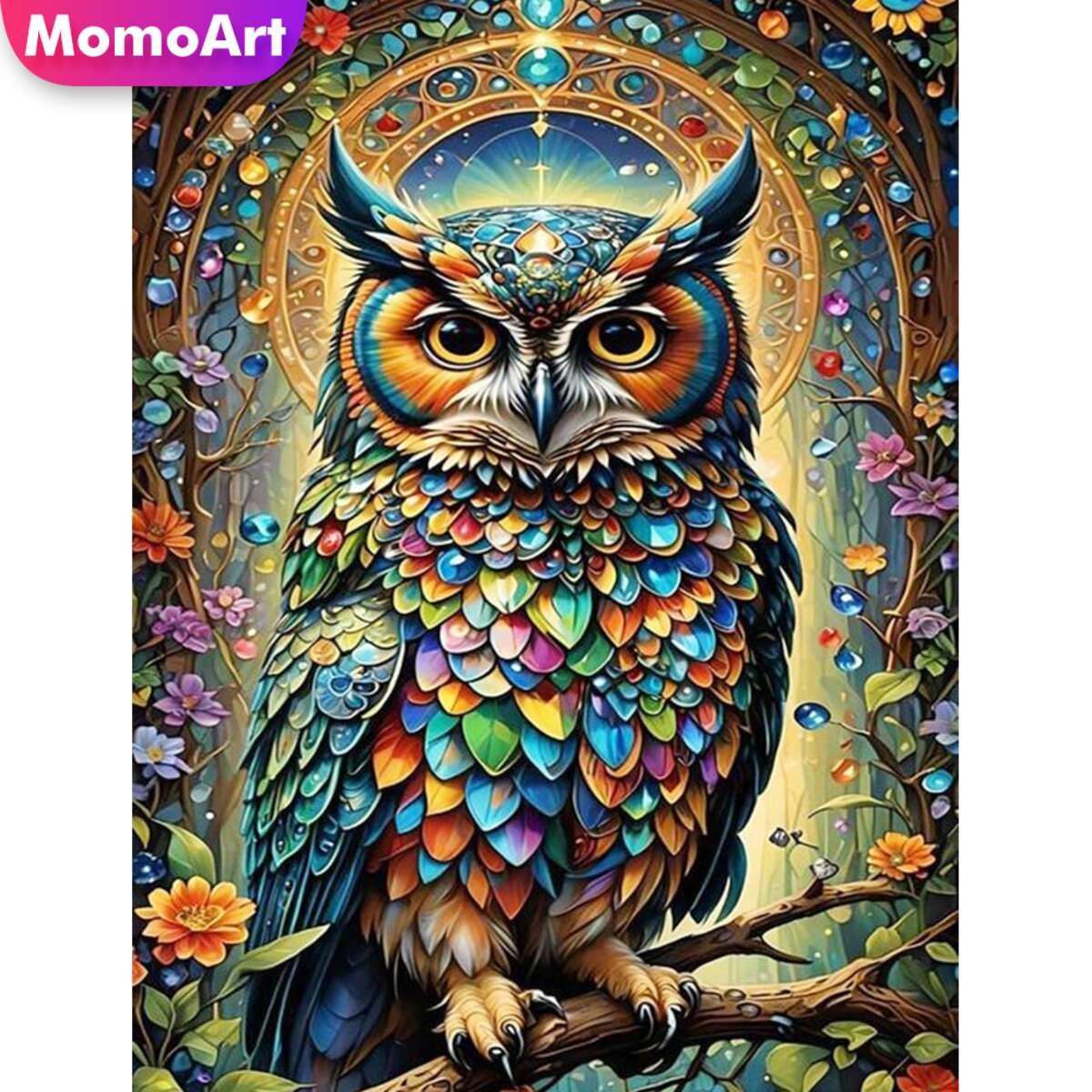 Photo Mosaic Print - Momoart Yeni Varış Elmas Mozaik Baykuş