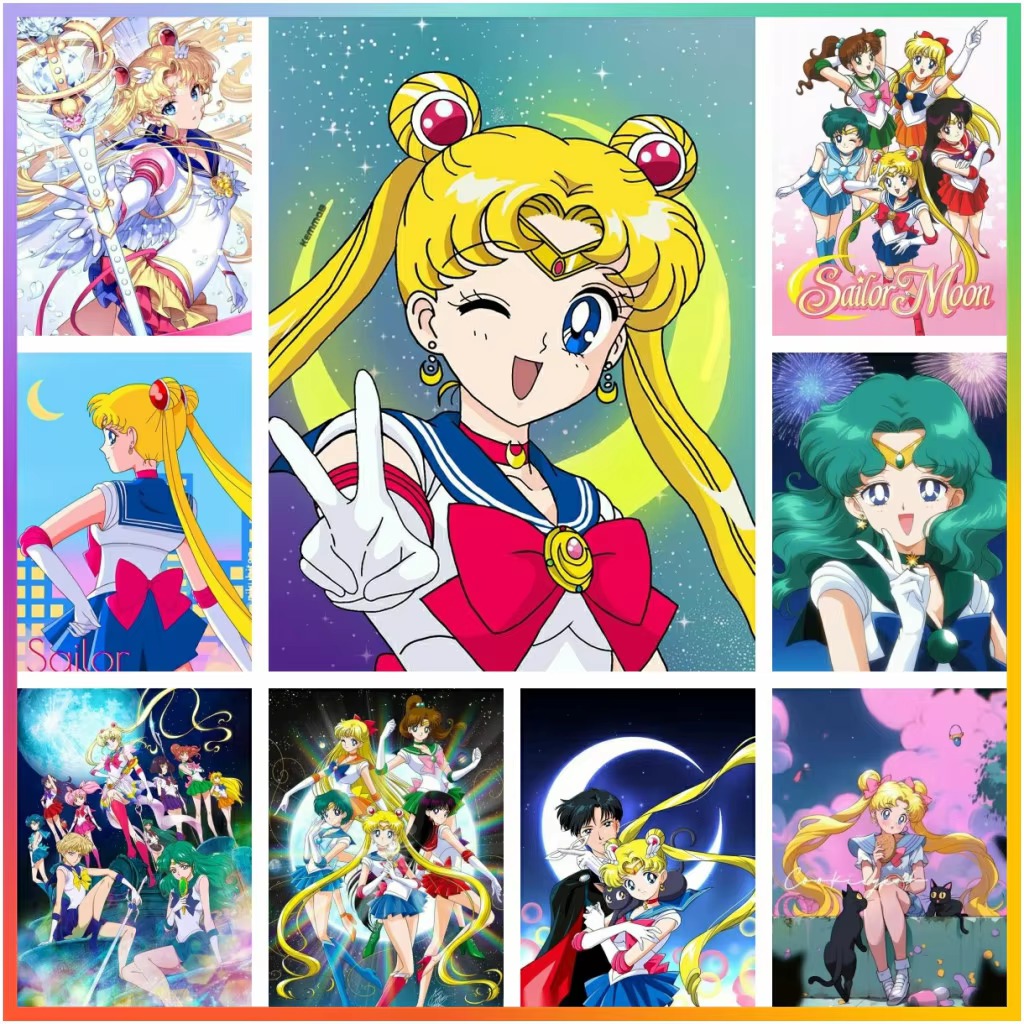 Photo Mosaic Print - Elmas Boyama Klasik Japon Anime Karakteri-Sailor