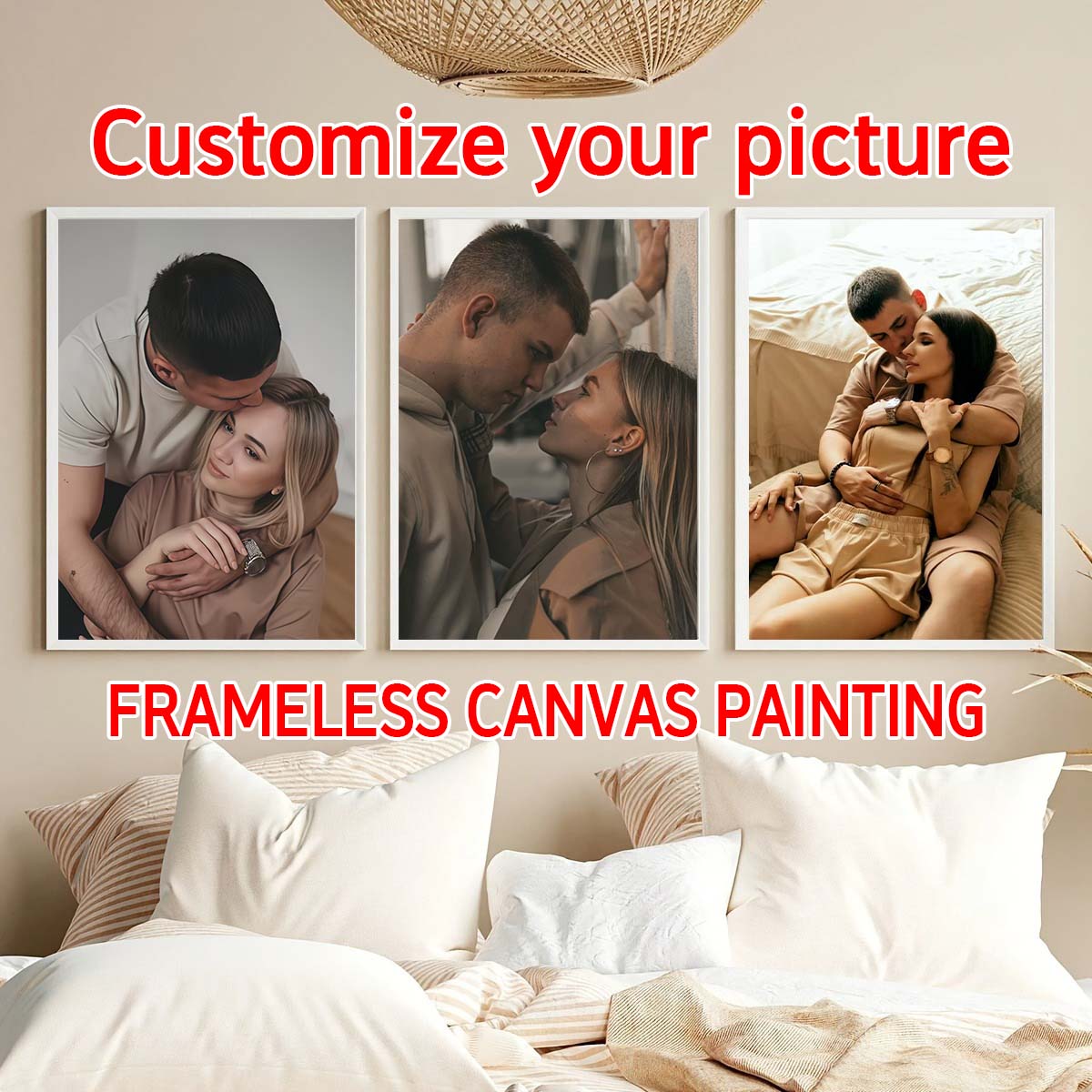 Engraved Wood Frame - Triptik - 2D özel fotoğraf ahşap