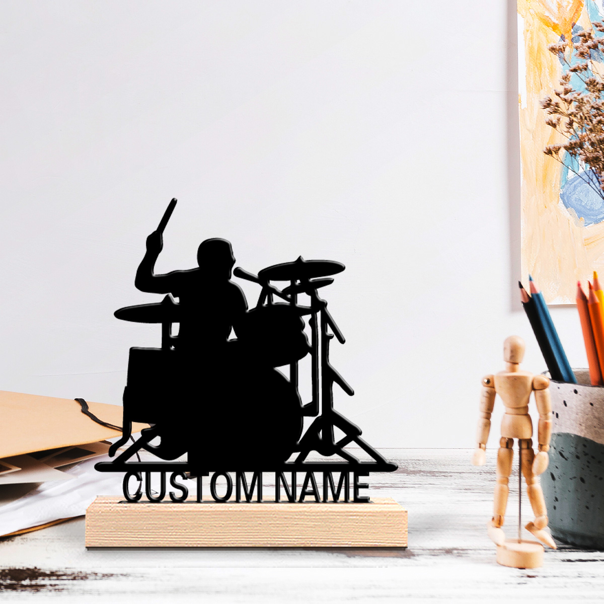 Engraved Wood Frame - 1 adet şık kişiselleştirilmiş özel davulcular