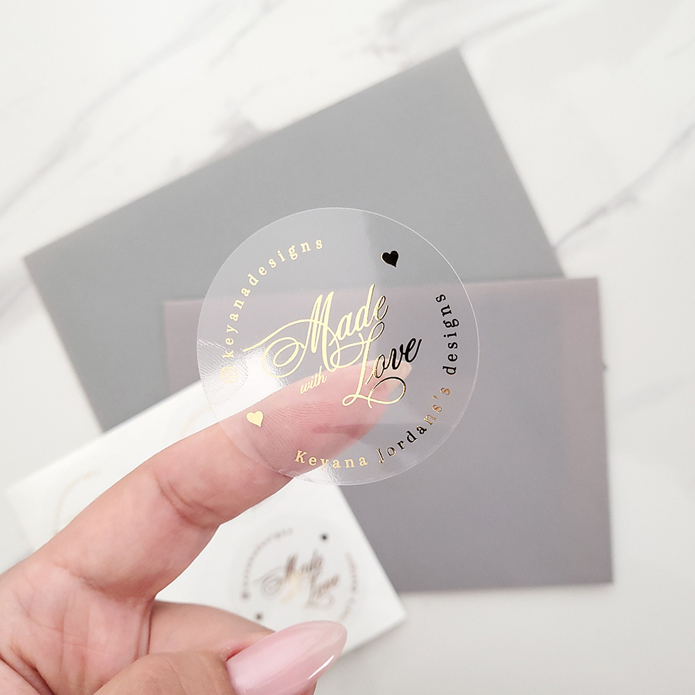 Personalised Candle Label - Özel 50 adet Yuvarlak Altın Folyo