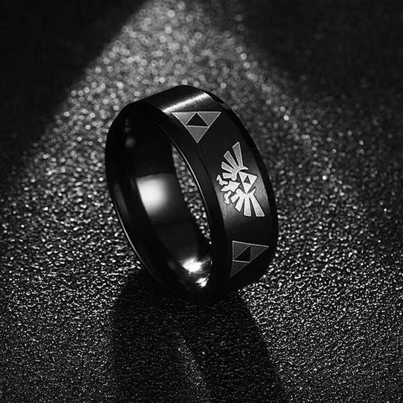 Initial Ring Custom - Moda Anime Triforce Üçgen Band Yüzük