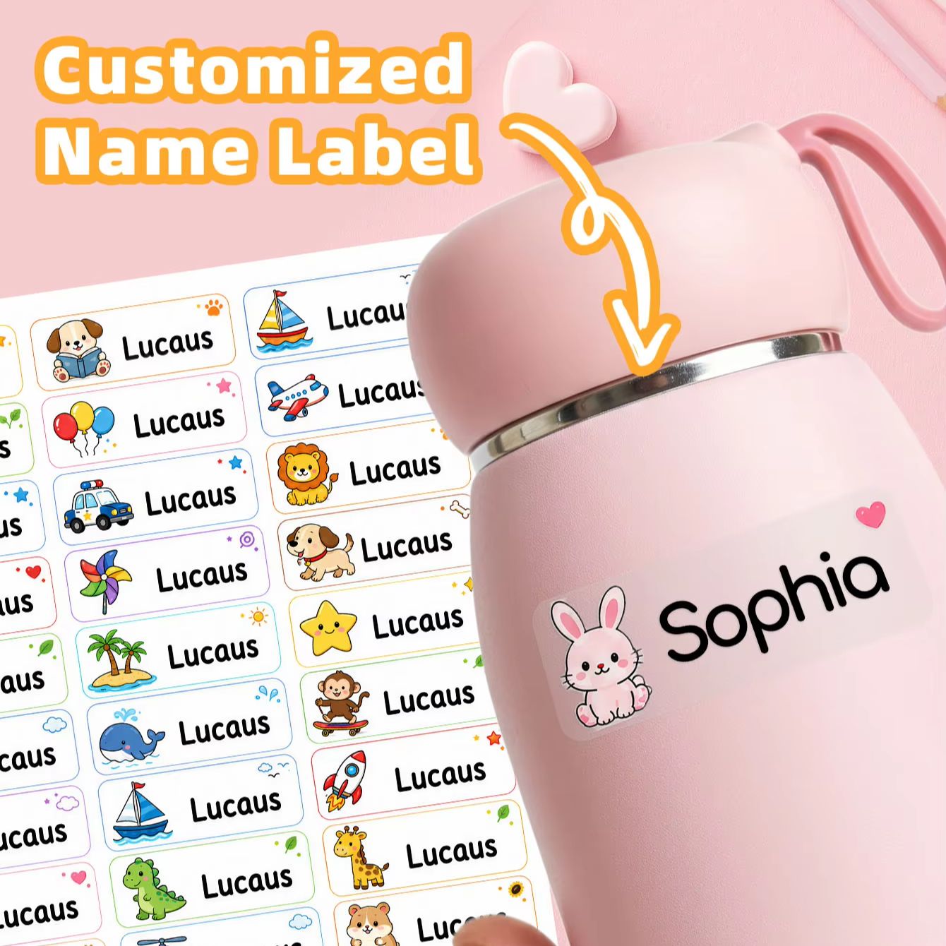 Personalised Candle Label - 1-500 Adet Özel Çizgi Film İsim