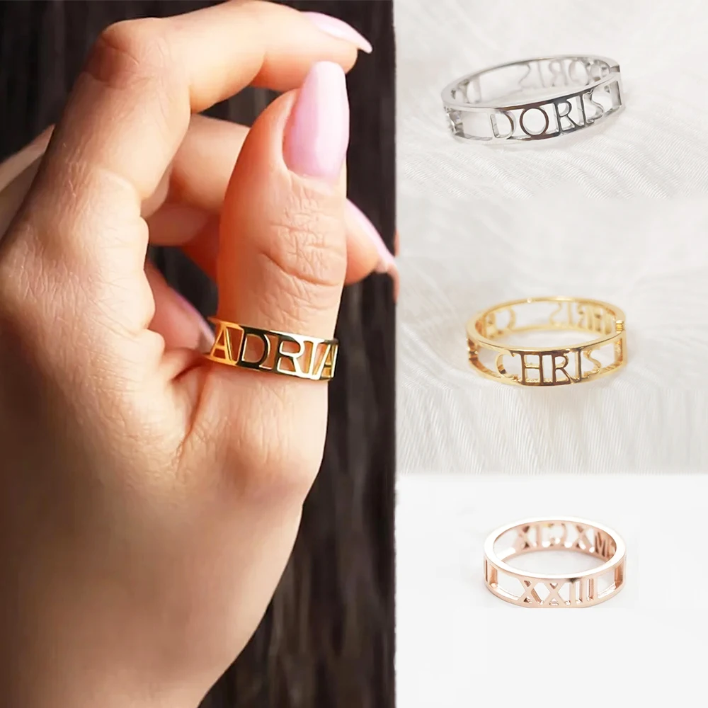 Initial Ring Custom - Kişiselleştirilmiş Özel Mektup Adı Açık Halka