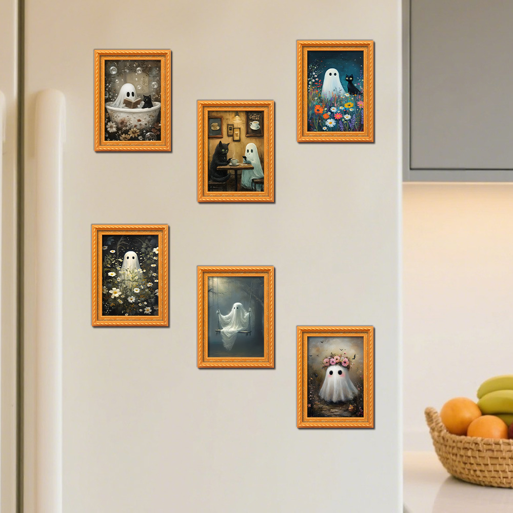 Engraved Wood Frame - Yaratıcı 3d Cadılar Bayramı Buzdolabı Mıknatısı