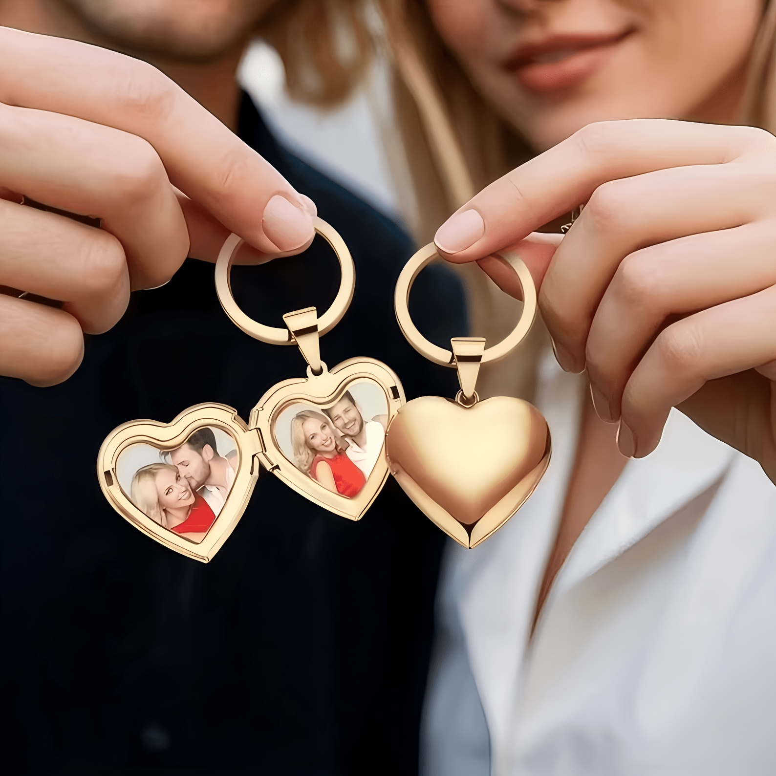 Initial Ring Custom - Kişiye Özel 1/2 Fotoğraf Kalp Çerçeveli