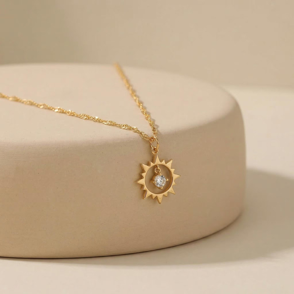 Birth Flower Necklace - Özel Tasarım Vintage Güneş Kolye Paslanmaz