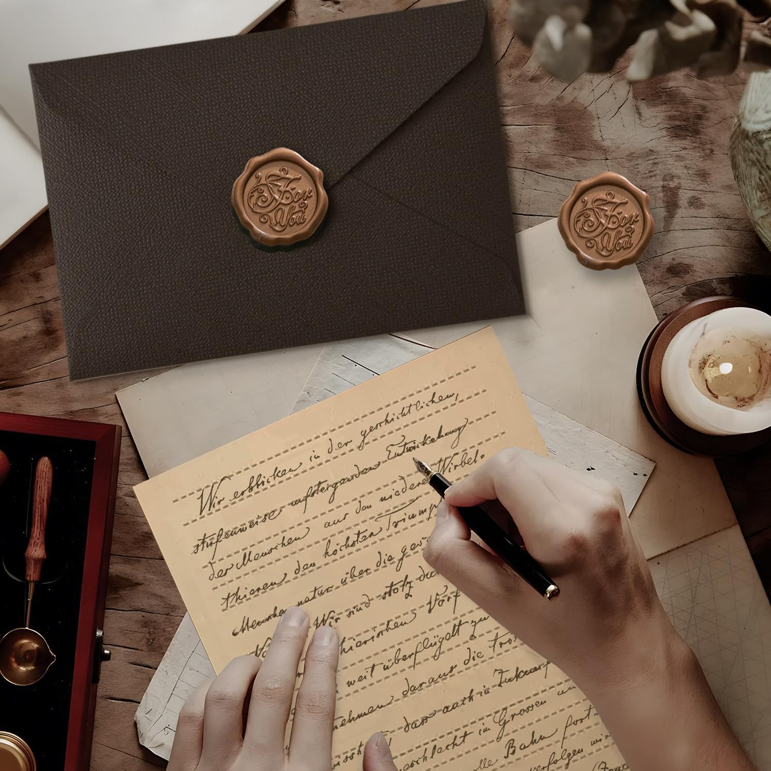 22 adet Vintage yazma kağıdı s - Wax Seal Letter Kit incelemesi ve fiyatı