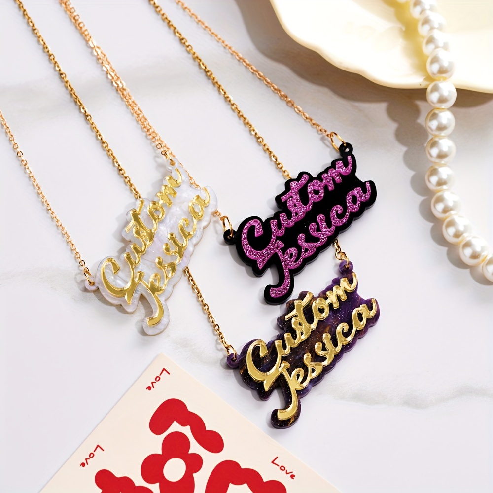 Kişiye özel çift katmanlı akri - Name Necklace Custom incelemesi ve fiyatı