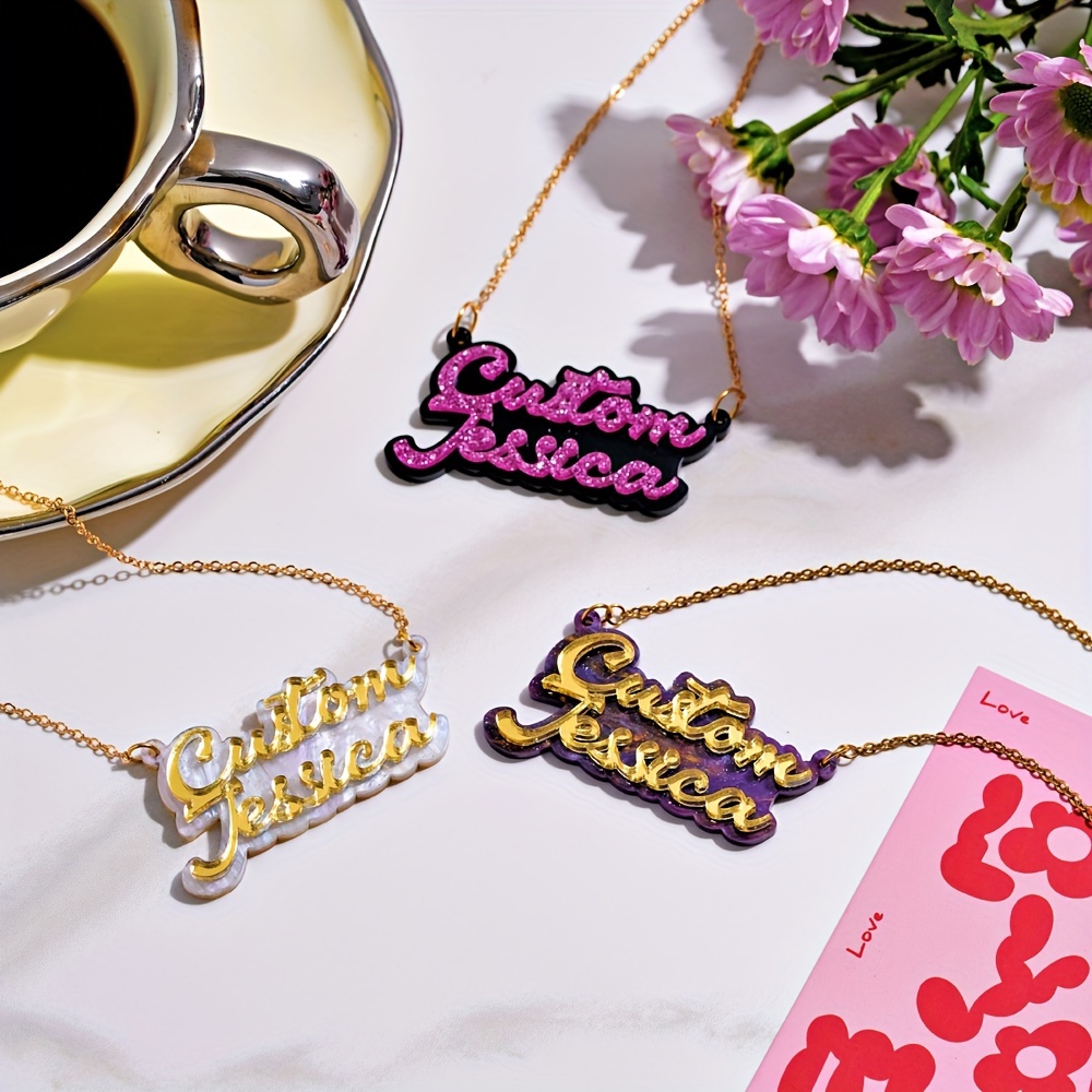 Kişiye özel çift katmanlı akri - Name Necklace Custom incelemesi ve fiyatı