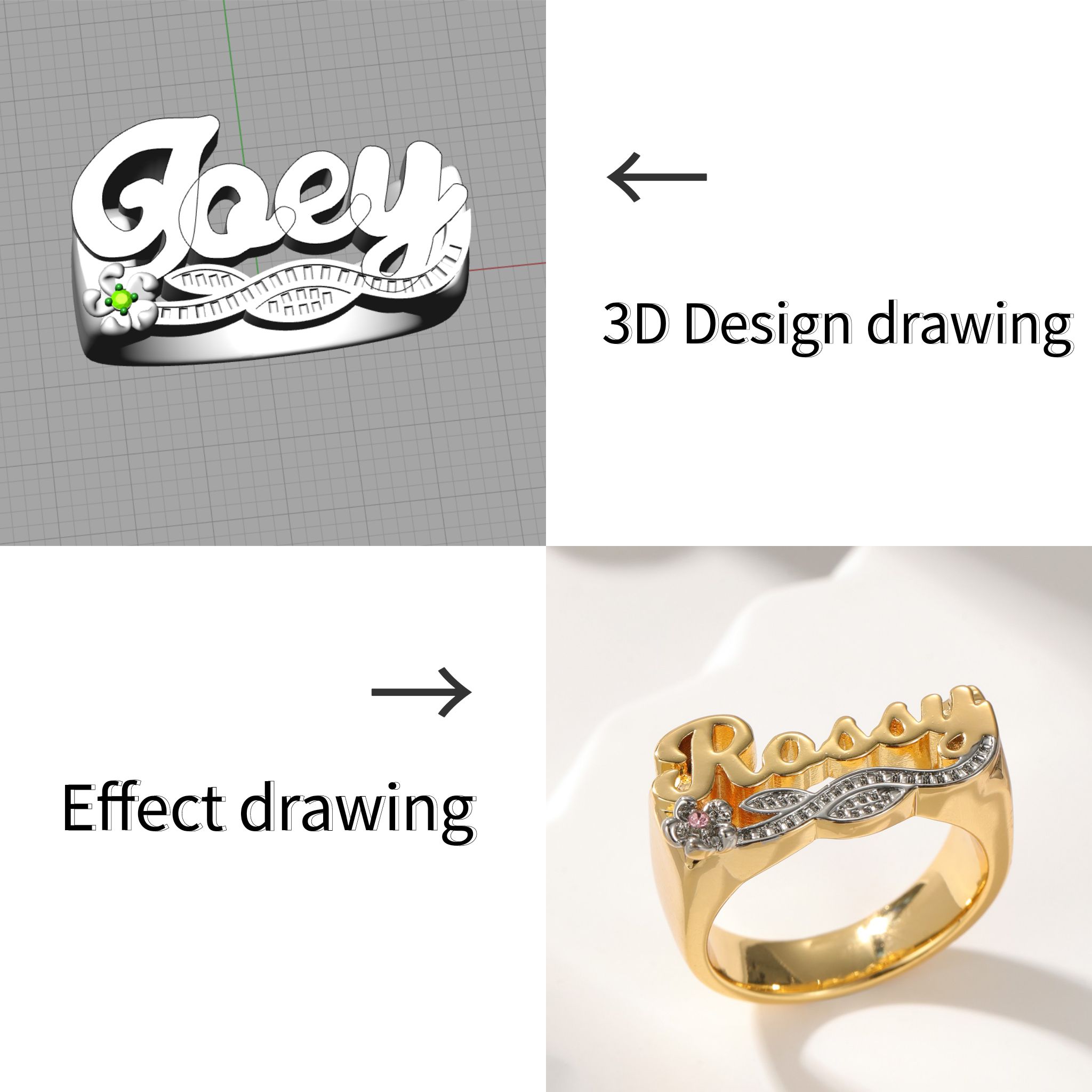 3D İsim Yüzük Özel Pırlanta İs - Initial Ring Custom incelemesi ve fiyatı