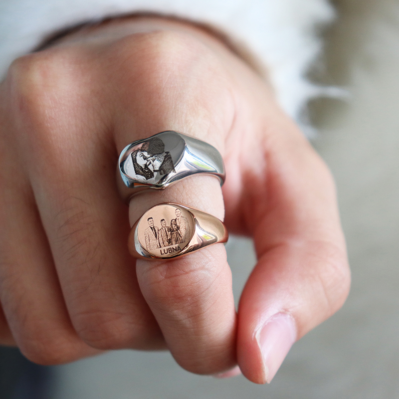 Özel Kazınmış Resim Logo Adı K - Initial Ring Custom incelemesi ve fiyatı