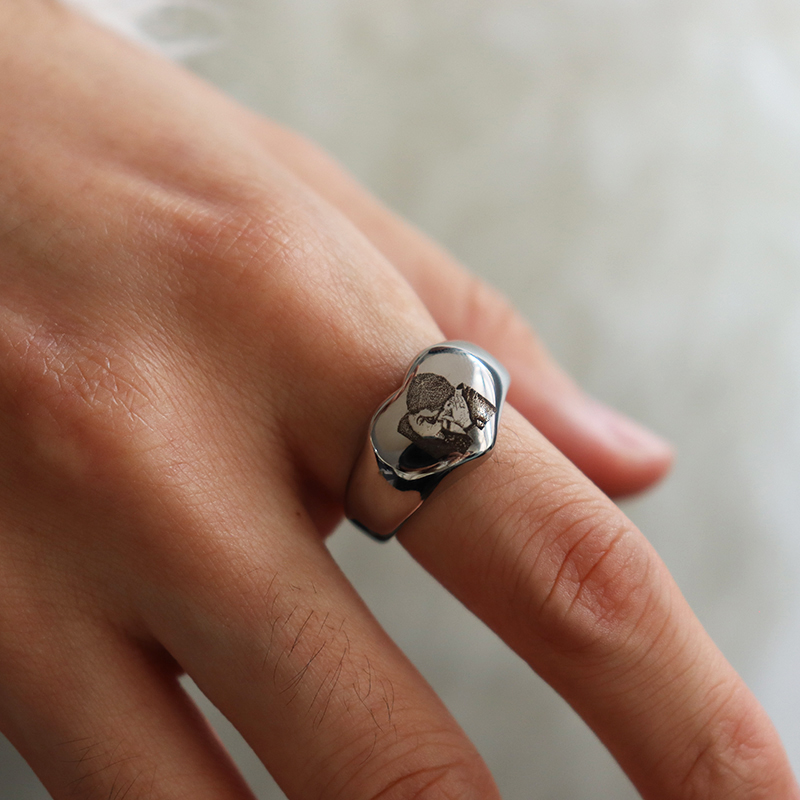 Özel Kazınmış Resim Logo Adı K - Initial Ring Custom incelemesi ve fiyatı