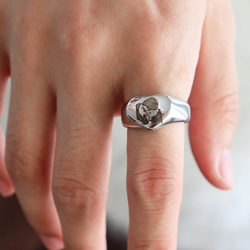 Özel Kazınmış Resim Logo Adı K - Initial Ring Custom incelemesi ve fiyatı