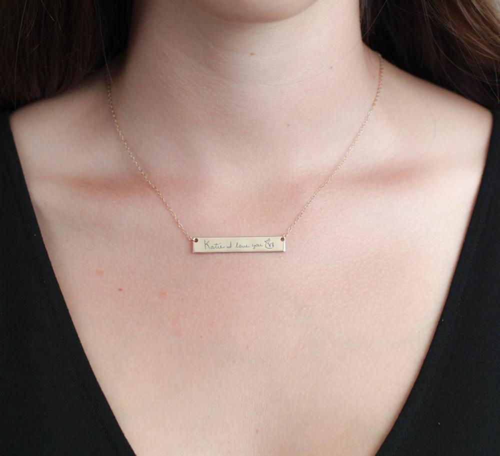 Kişiselleştirilmiş özel gerçek - Handwriting Necklace Bar incelemesi ve fiyatı